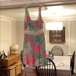 Empire waist dress with see-through lace